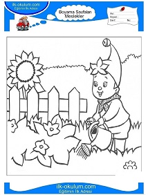 Çocuklar İçin Bahçıvan Boyama Sayfaları 